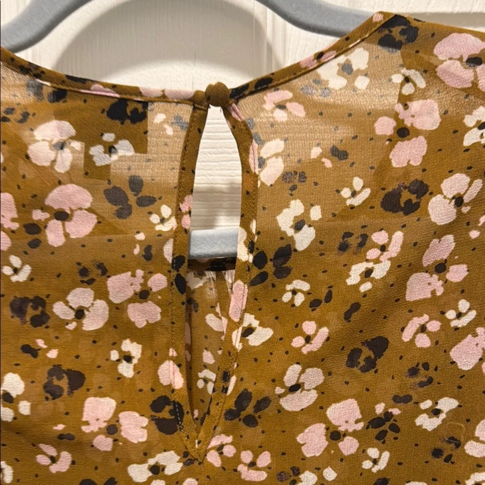 Who What Wear Brown Tan Ruffled Tie Front‎ Sundress